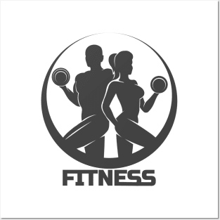 Bodybuilder Fitness Gym Woman and Man Athletic Club Logo Design Posters and Art